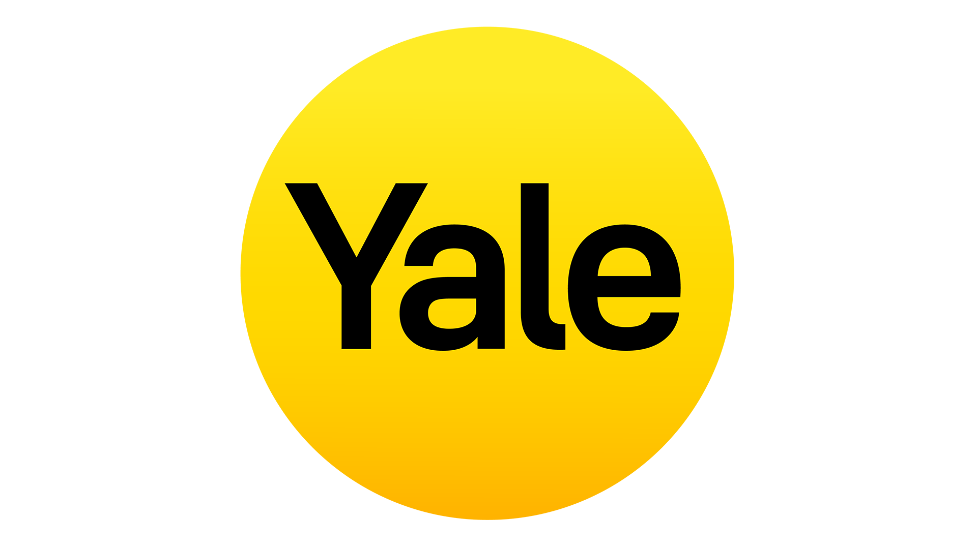 Yale logo - Yale in black text on bright yellow circle.