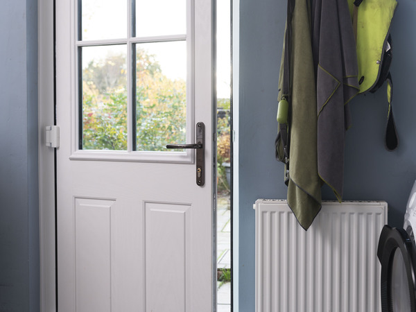 Contrasting white inside composite door