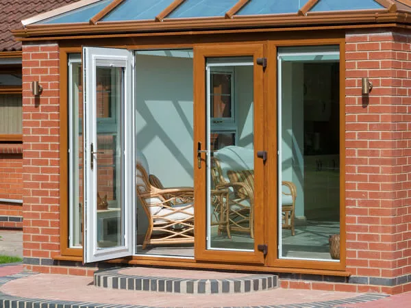 Dual White & Oak French Doors