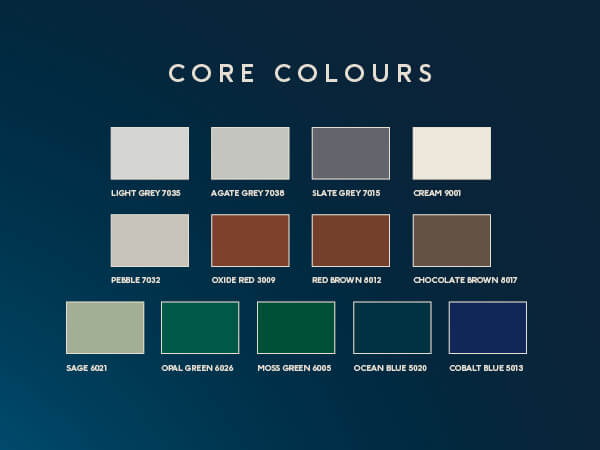 Fuzion Colour Palette Showing 13 Options