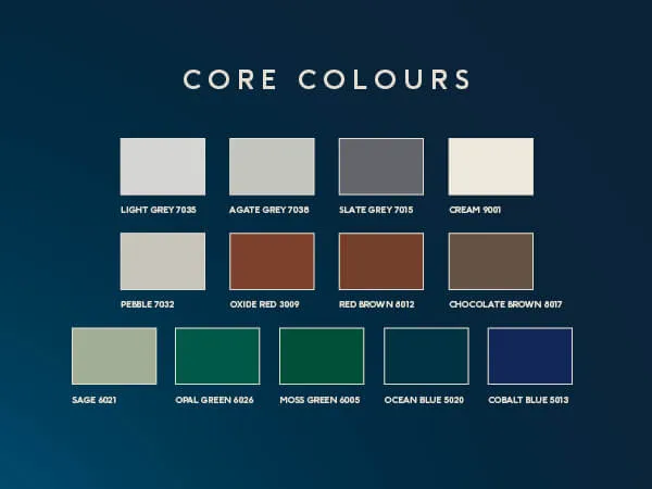 Fuzion Colour Palette Showing 13 Options