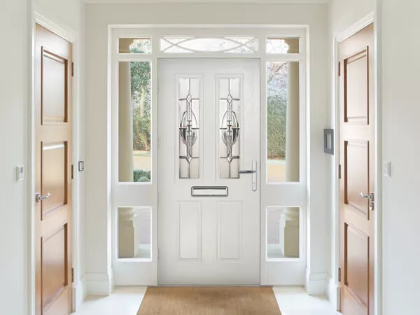 Forté Composite Door in white with matching side panels