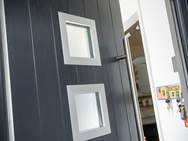 Modern grey Front Doors with long handle